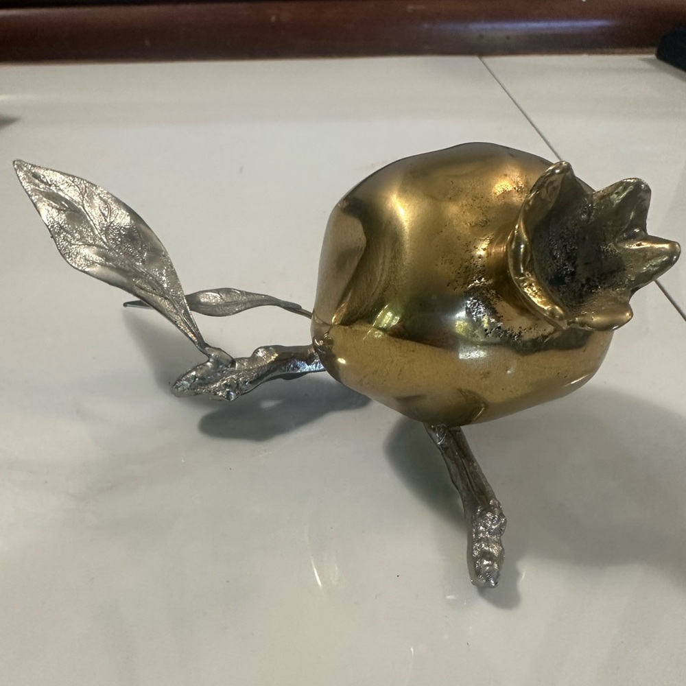 Silver & brass Pomegranate Sculpture artist signed